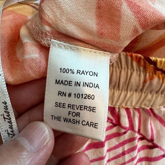 True Destination Womens Wide Leg Resort Pants XTRA-LARGE Orange Palm - Picture 6 of 8